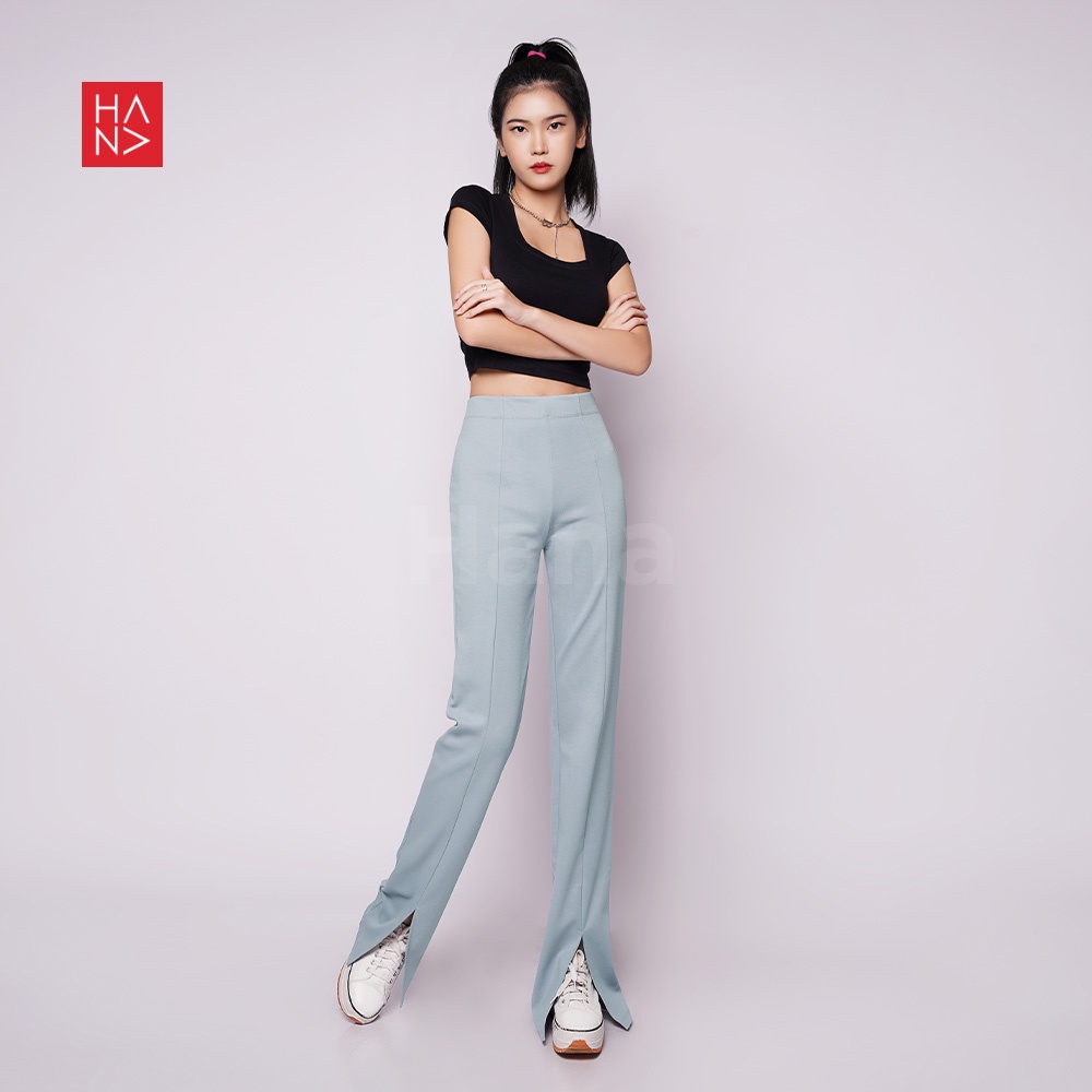 Hana Fashion - Margo Slim Slit Pants Celana Wanita - LP137