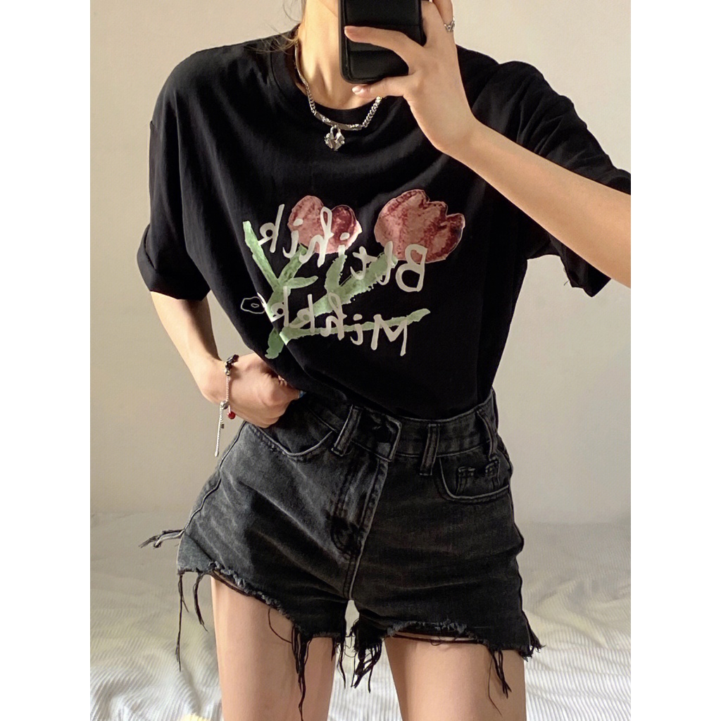 t shirt baju wanita huruf rose kaos wanita kaos oversize baju atasan wanita baju oversize wanita t shirt pria kemeja pria lengan pendek t shirt wanita pakaian wanita kaos wanita lengan pendek baju oversize