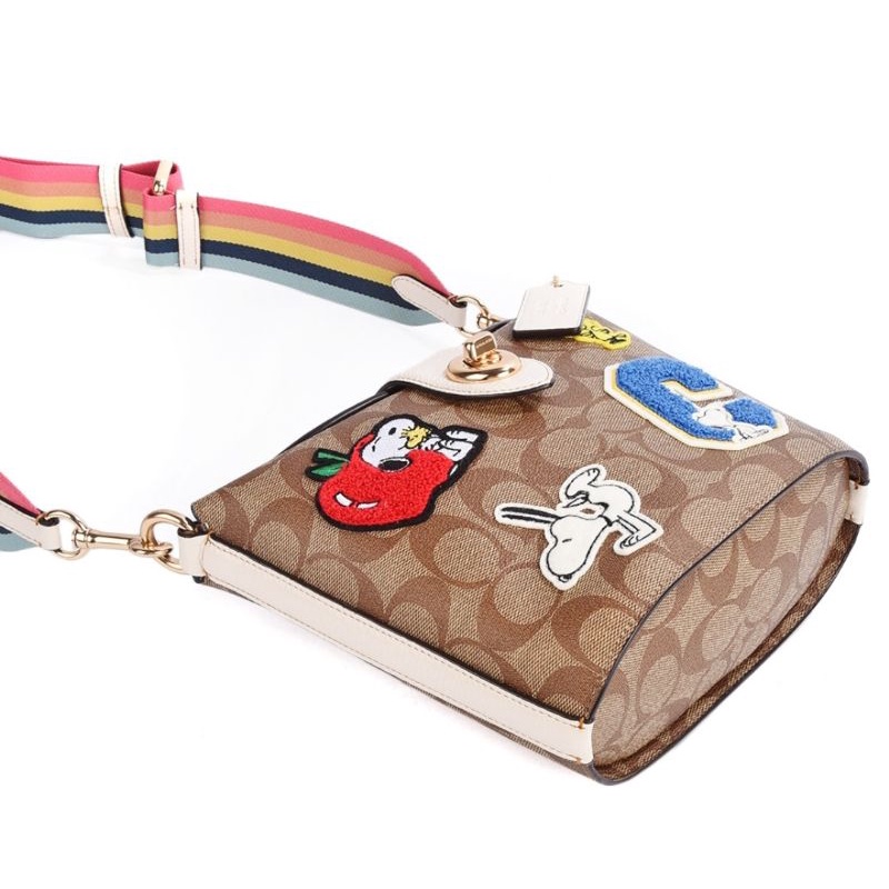 Coach X Peanuts Addie Crossbody In Signature Canvas With Varsity Patches(C4113)