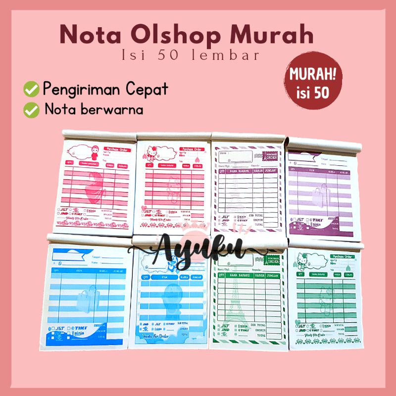 

[isi 50 lembar] Nota Olshop Murah isi 50 | Nota kontan mini | Nota jualan