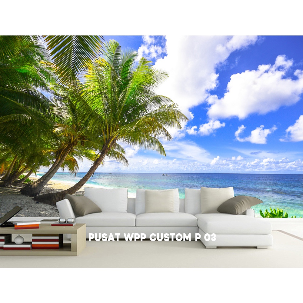 Wallpaper Custom Murah- Wallpaper Tema Pantai 3D- Wallpaper DInding Pemandangan Alam, wallpaper pema