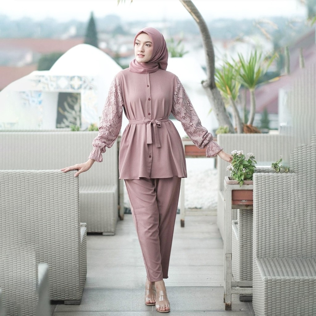 One Set Daily Setelan Wanita Mix Brukat - Amelia