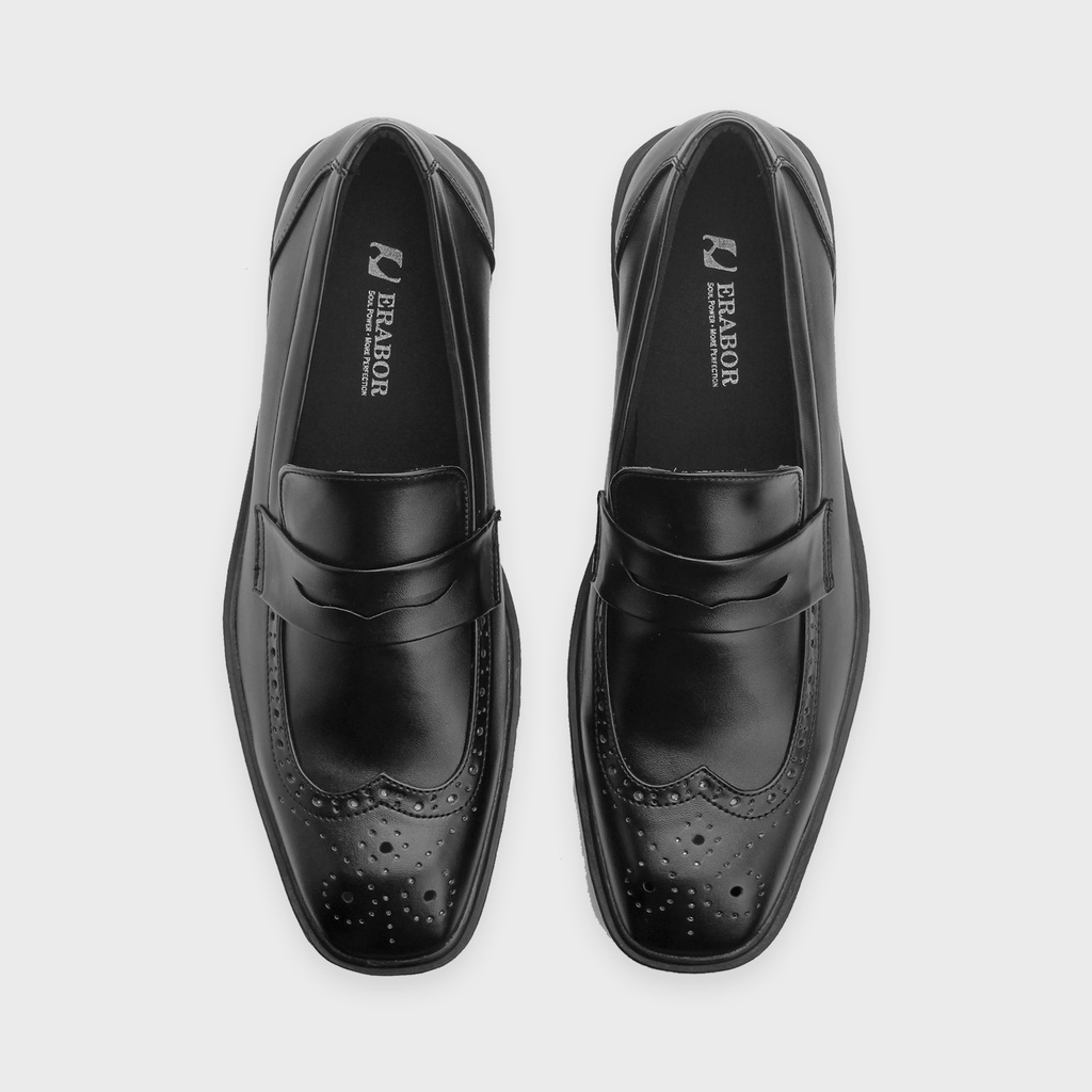 Elanor Black | Sepatu Loafers Hitam Tanpa Tali Pria Casual Kerja Formal Kantor Original Laki | FORIND x Erabor