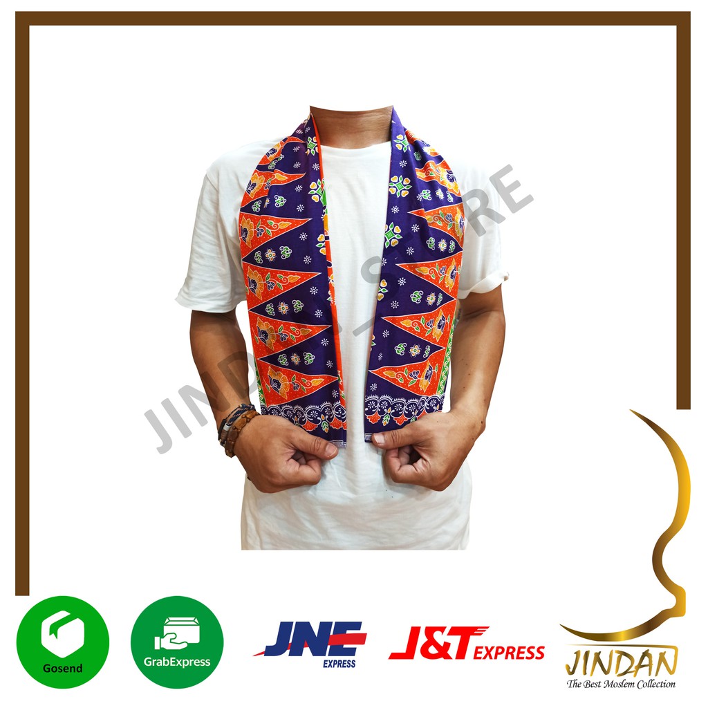 Selendang Betawi Syal Batik Cukin Ondel-Ondel Betawi-Orange - 01