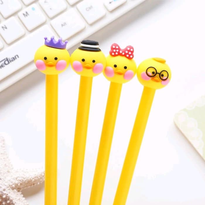 

Bolpen Pulpen fancy gel pen Yellow Chicken Face / Souvenir Unik Lucu Disney
