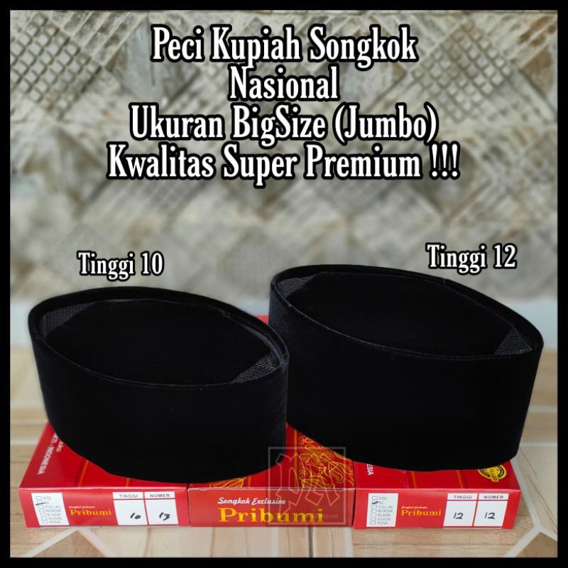 Peci jumbo ukuran besar songkok big size peci hitam ukuran besar kopiah jumbo no 10 11 12 13 14