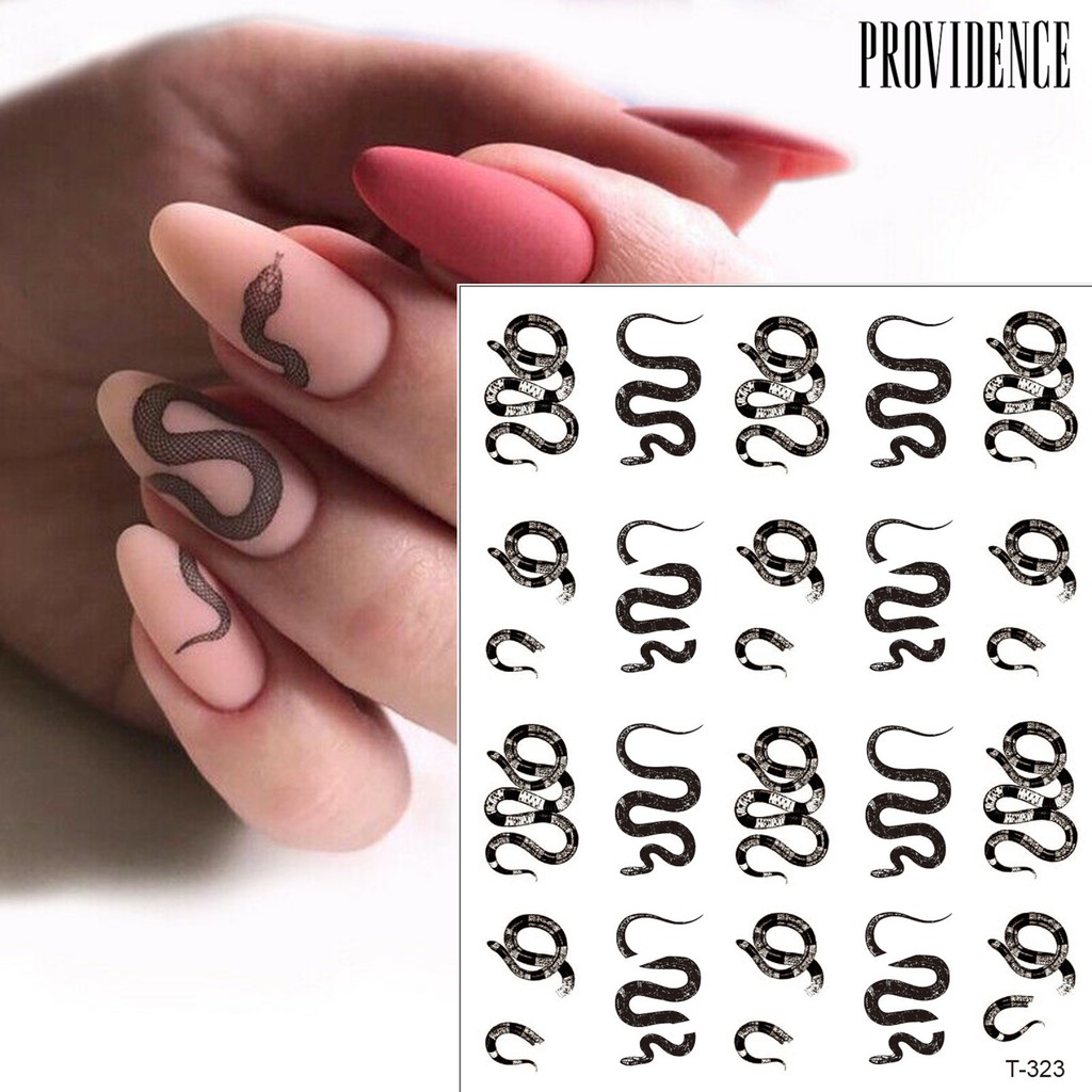 Providence 4pcs Stiker Kuku 3d Motif Ular / Bunga Untuk Dekorasi Nail Art