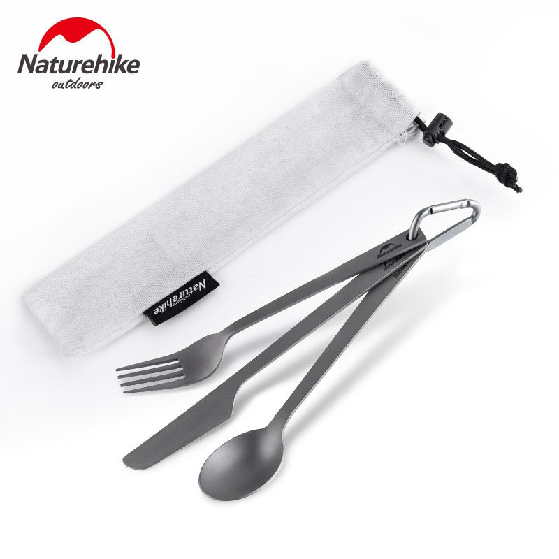 Sendok Set Titanium Naturehike NH19T011-D Set Alat Makan Ultralight Camping Sendok Garpu Pemotong