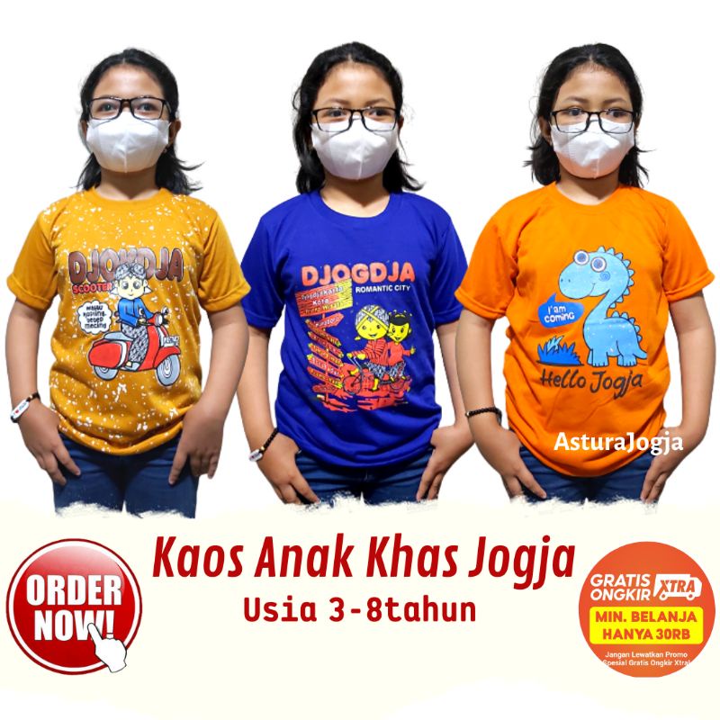 Kaos Anak Jogja 3 - 8 Tahun || Baju Atasan Anak Oleh Oleh Malioboro Jogja