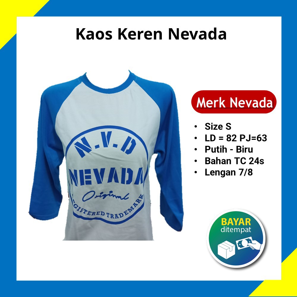 Kaos Nevada Lengan Panjang Polos Pria Wanita Raglan 7/8 Asli Sablon Ori Matahari Mall Murah Terbaru