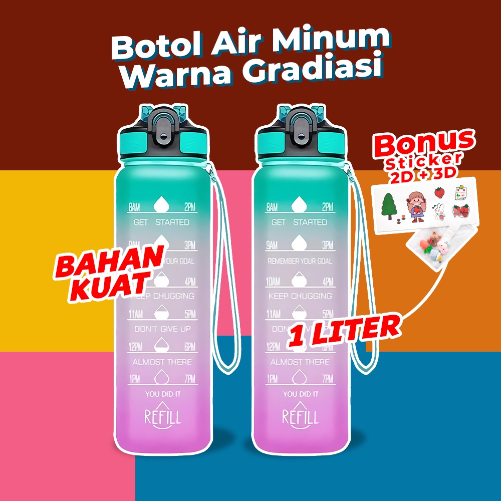 Botol Viral 1 Liter / Botol Motivasi 1000ml