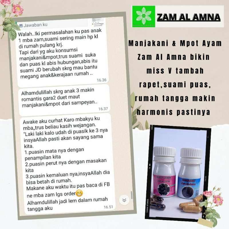 

MANJAKANI ZAM AL AMNA MPOT AYAM ZAM AL AMNA ISI 100 BUTIR PAKET PENGANTIN ZAM AL AMNA