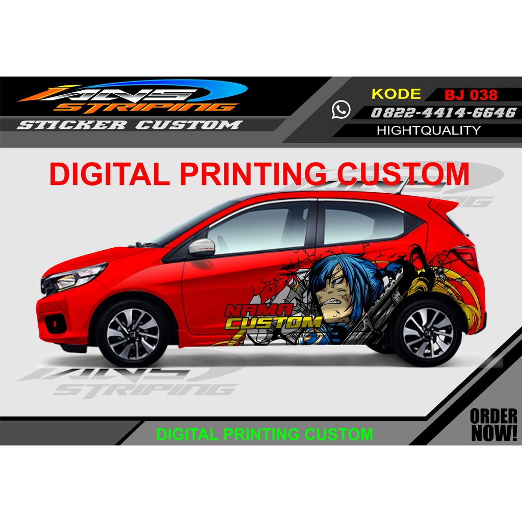 DECAL STIKER MOBIL BRIO/ VARIASI STRIPING MOBIL KARTUN