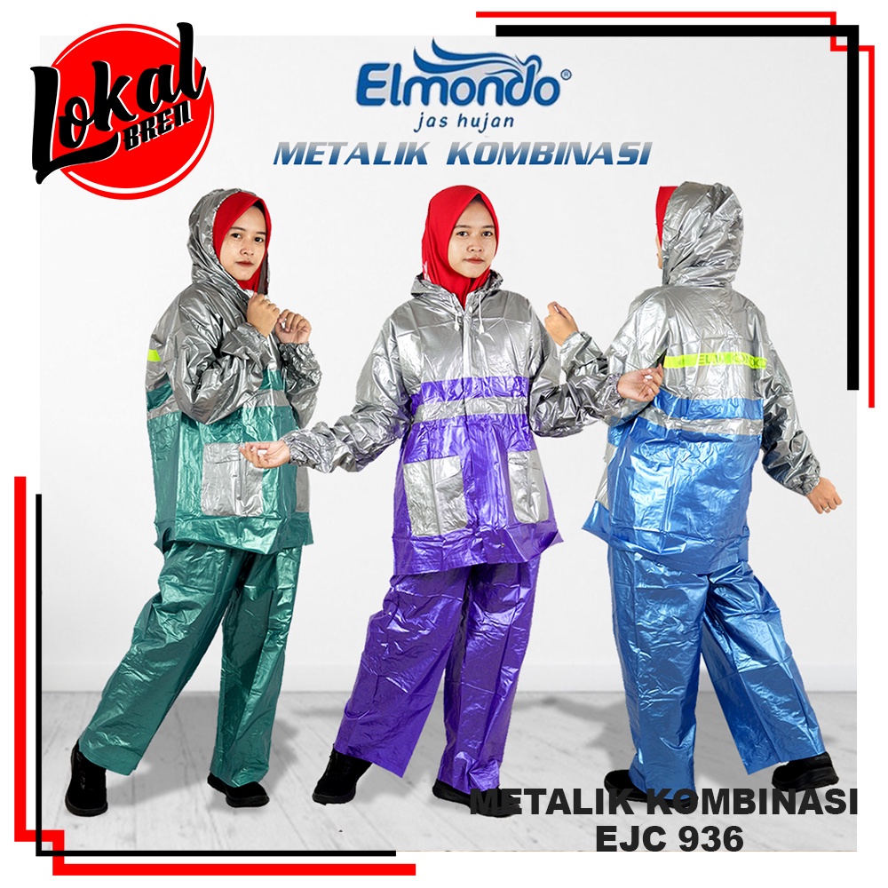 Setelan Jas Hujan/Mantel Hujan ELMONDO METALIK KOMBINASI EJC 936