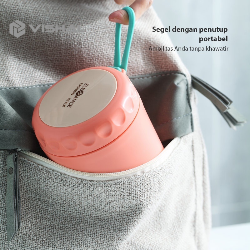 VISHAL Gelas Soup &amp; Ice Multifungsi + Sendok Anti Tumpah - BPA Free Anti Tumpah Sup Portable Cup VS-78
