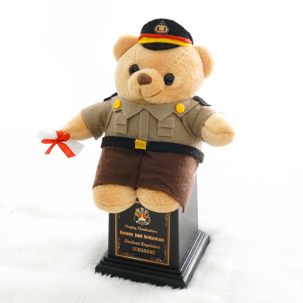 Piala Boneka Teddy Bear Brown Kostum polisi