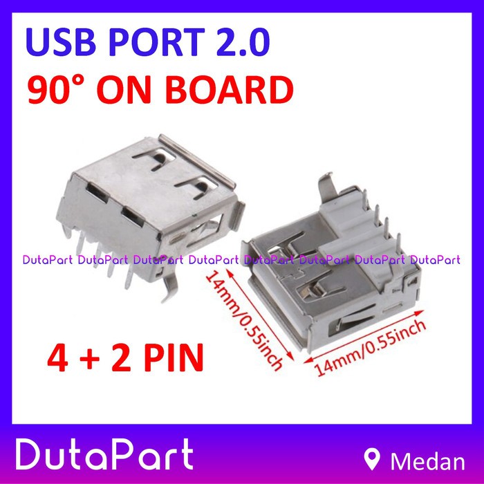 Socket USB Port 2.0 Female PCB Mount 4 Pin 90 Derajat Soket Konektor