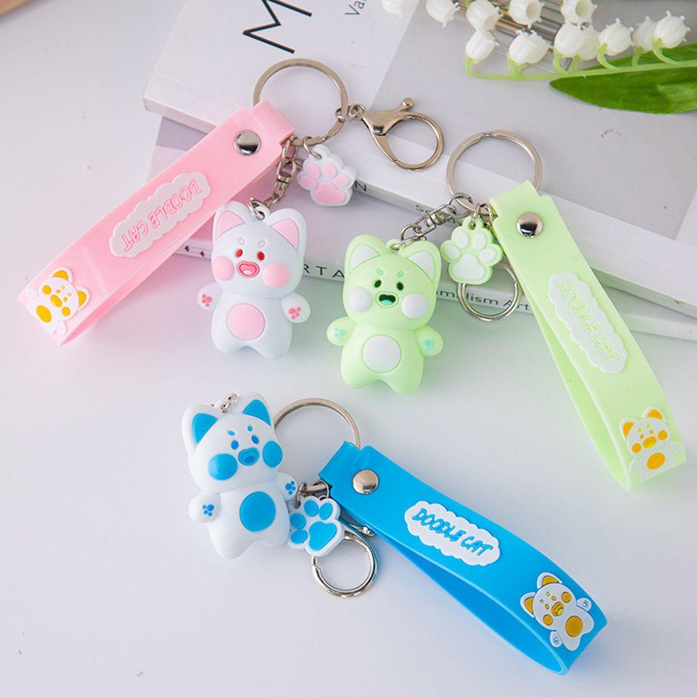 Needway Wanita Gantungan Kunci Lucu Kreatif Hadiah Pria DuDu Kucing Alloy Key Holder