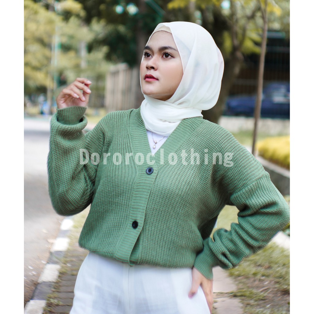 Cardigan Crop Kancing / Kardigan Rajut Oversize Kancing Rajut Premium