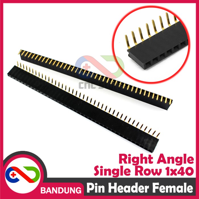 PIN HEADER STRIP FEMALE 1X40 2.54MM RIGHT ANGLE L SHAPED BENGKOK