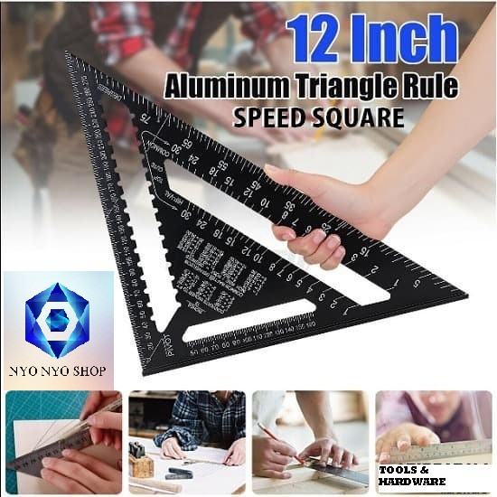 

Speed Square 12 inch Jumbo 30cm Penggaris Siku Segitiga Premium BLACK