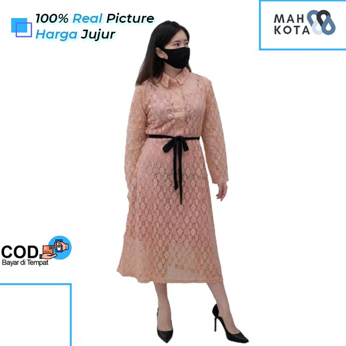 Dress Pesta Panjang Brokat Hijab Muslim Terbaru Pastel