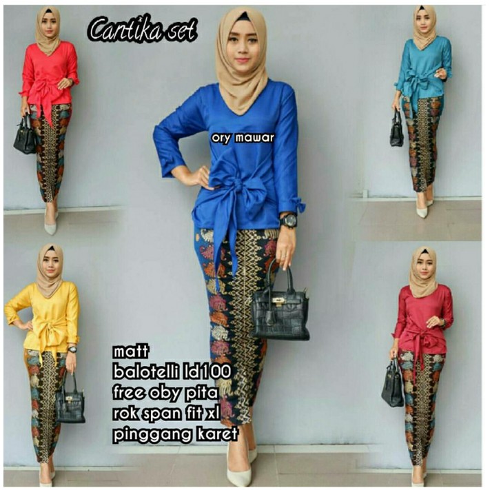 New Item BATIK CANTIKA SET / SETELAN KEBAYA / ROK BLUS / DRESS. BAJU BATIK SOLO