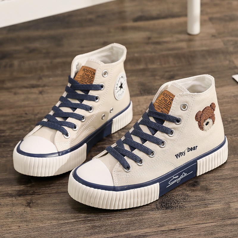 COD POS 801 Sepatu Sneakers Kanvas Wanita Sepatu why bear Trend Korea