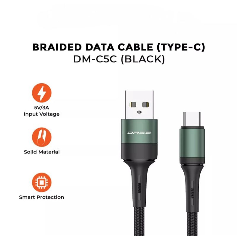 KABEL DATA TYPE C FAST CHARGING 3A 100CM OASE DM-C5C