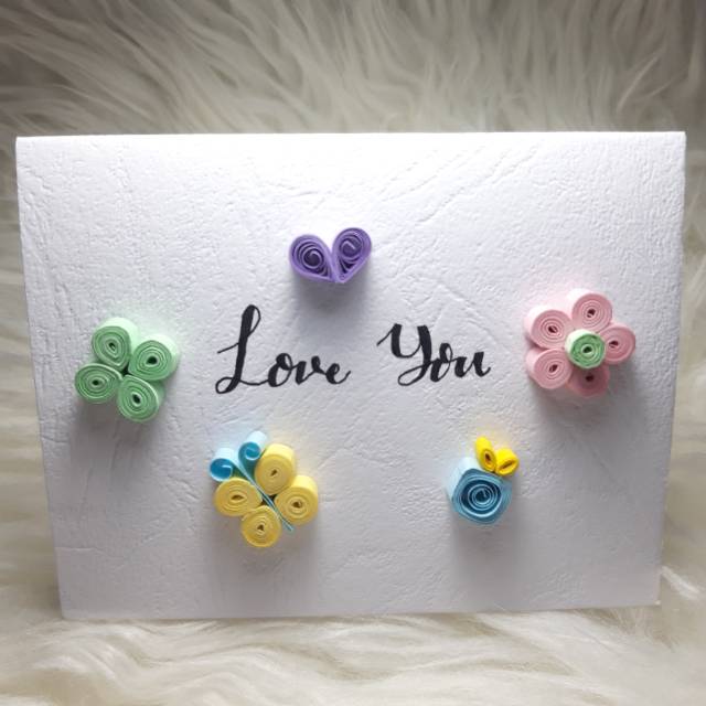 Kartu ucapan Love you paper quilling