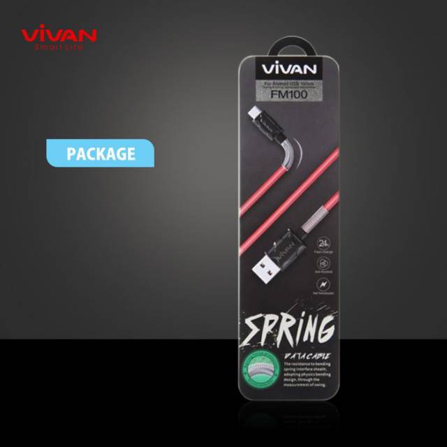 KABEL DATA VIVAN FM100 s fm100s 2,4A 1M spring micro USB data cable