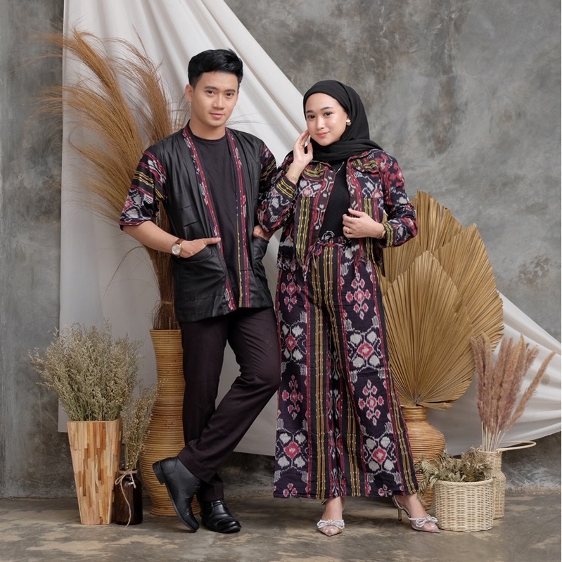 COUPLE TENUN ONESET ALIFIA &amp; KIMONO ARYA SALOKA ATASAN TENUN TROSO JEPARA DEBBY STORE