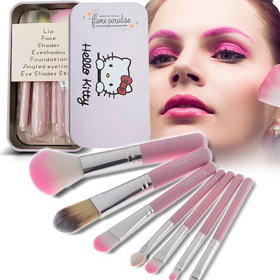 KUAS MAKE UP BRUSH / KUAS MAKE UP HELLO KITTY 7 IN 1