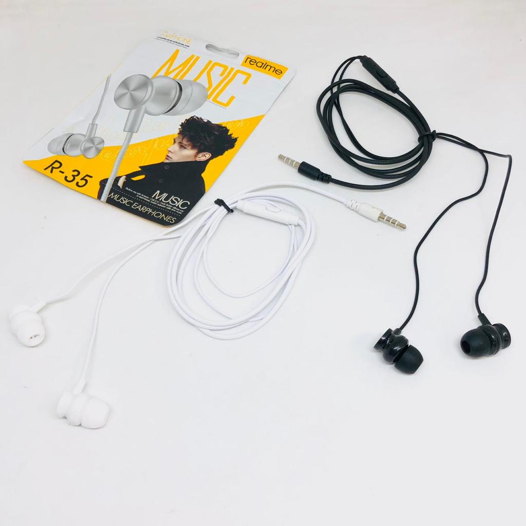 MINIGO Handsfree Realme R-35 R35 realme R88 R-88 Earphone Stereo Headset Super Bass HF Jack 3.5MM Mic Telpon Bisa Buat Hp android Apa Saja