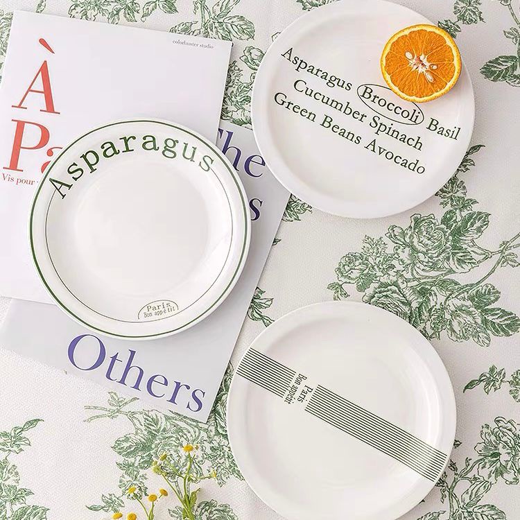 ［Retro Hijau］Piring Keramik｜Dessert Pasta Ceramic Plate｜Aesthetic Polos Vintage Plate｜Piring Minimal