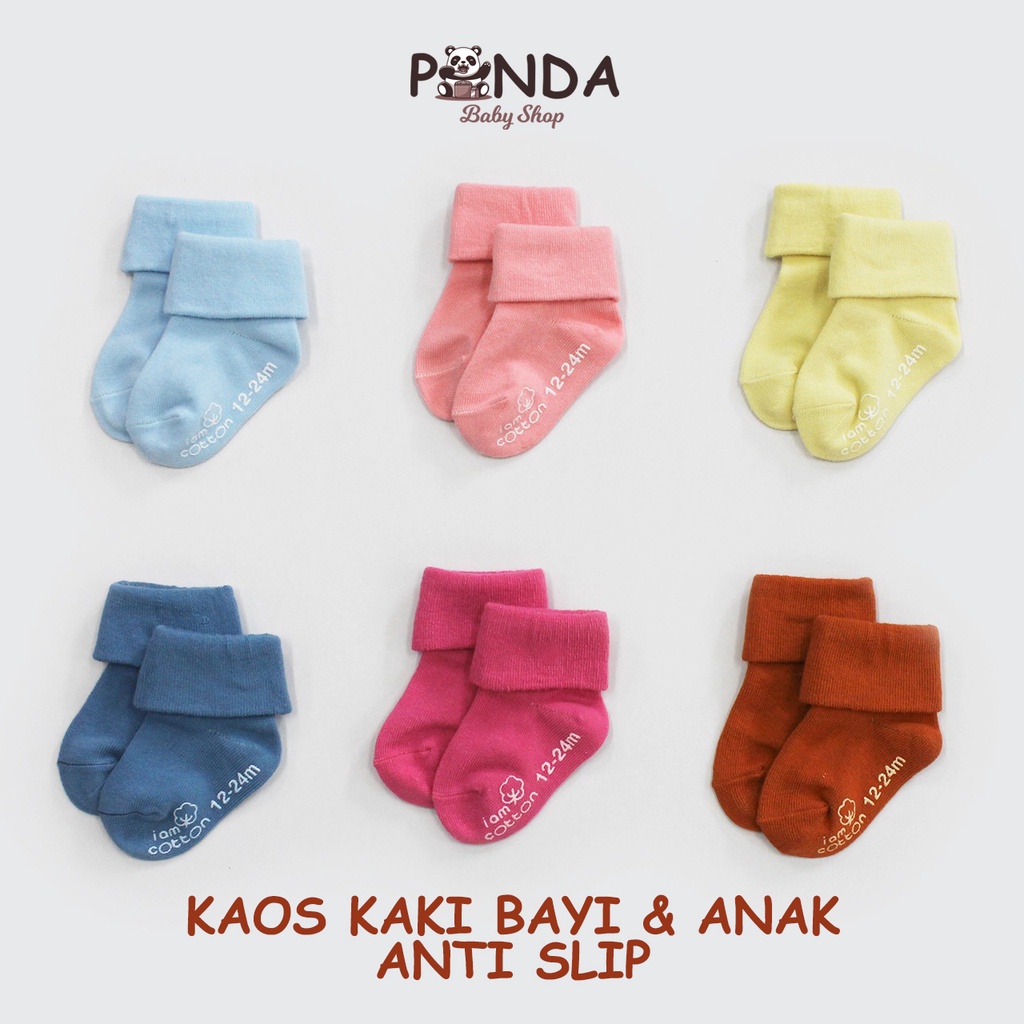 I Am Cotton - Kaos Kaus Kaki Bayi &amp; Anak Perempuan Laki 0 6 Bulan Polos Panjang Newborn Anti Slip