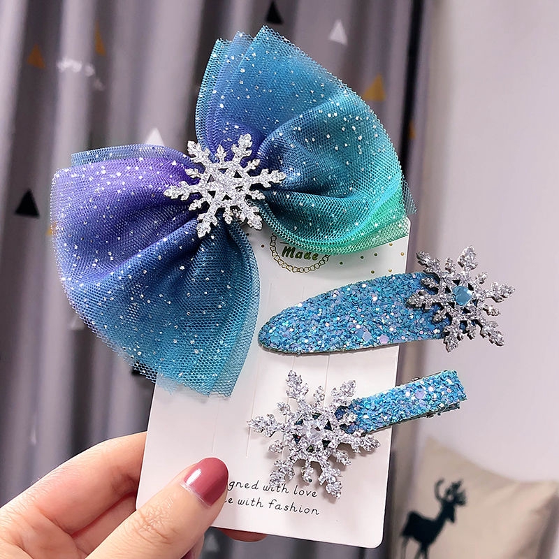 Set 2pcs Jepit Rambut Model Pita+tongkat Princess Frozen