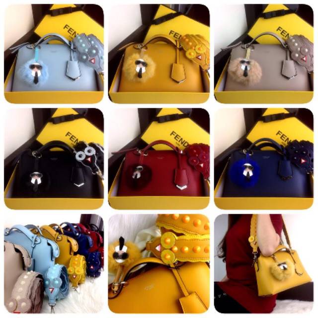 #703 New Arrival FENDI By The Way Boston Bag SS19 with Fearow STRAP & KARLITO Glasses Charms