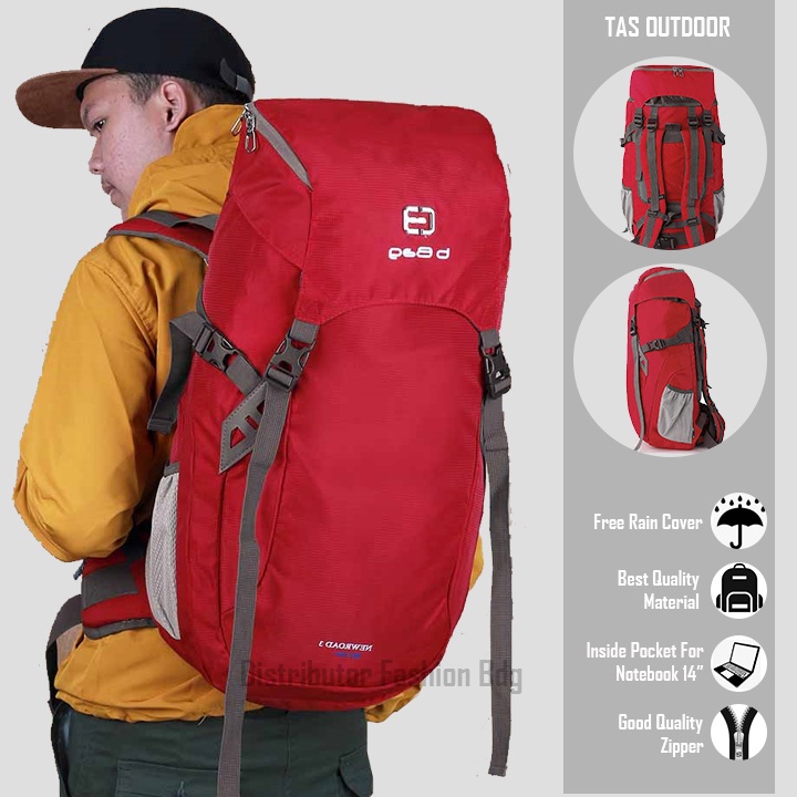 Justrue Tas Gunung 50L Ransel Carrier 50 Liter Backpack Hiking Merah 155