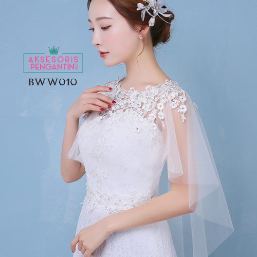 [PRODUK TERBATAS] BOLERO PENGANTIN BROKAT KOREA AKSESORIS WEDDING LACE PUTIH BWW010