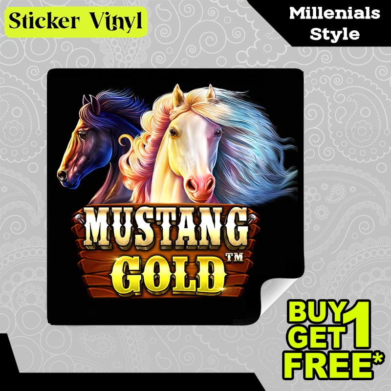 

Stiker Sticker Mustang Gold Logo Pragmatic Play Game Slot Aesthetic Bahan Vinyl Satuan Anti Air
