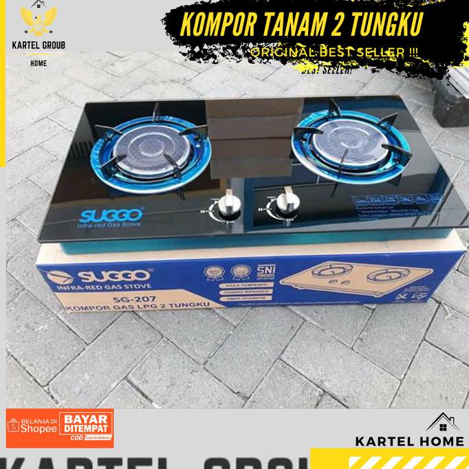Silahkan Order] Kompor Gas Tanam Suggo 2 Tungku Kompor Gas Kaca Sni - Non Garansi