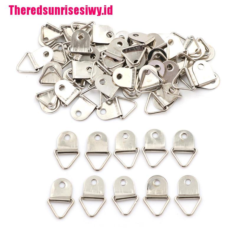 Home &amp; Living% 50pcs Kait Gantungan Bingkai Foto Bentuk Segitiga D-Ring Warna Silver