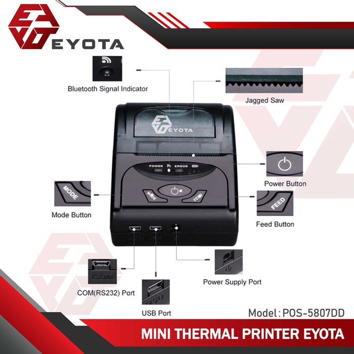 Portable Printer Bluetooth Eyota Thermal POS 58MM