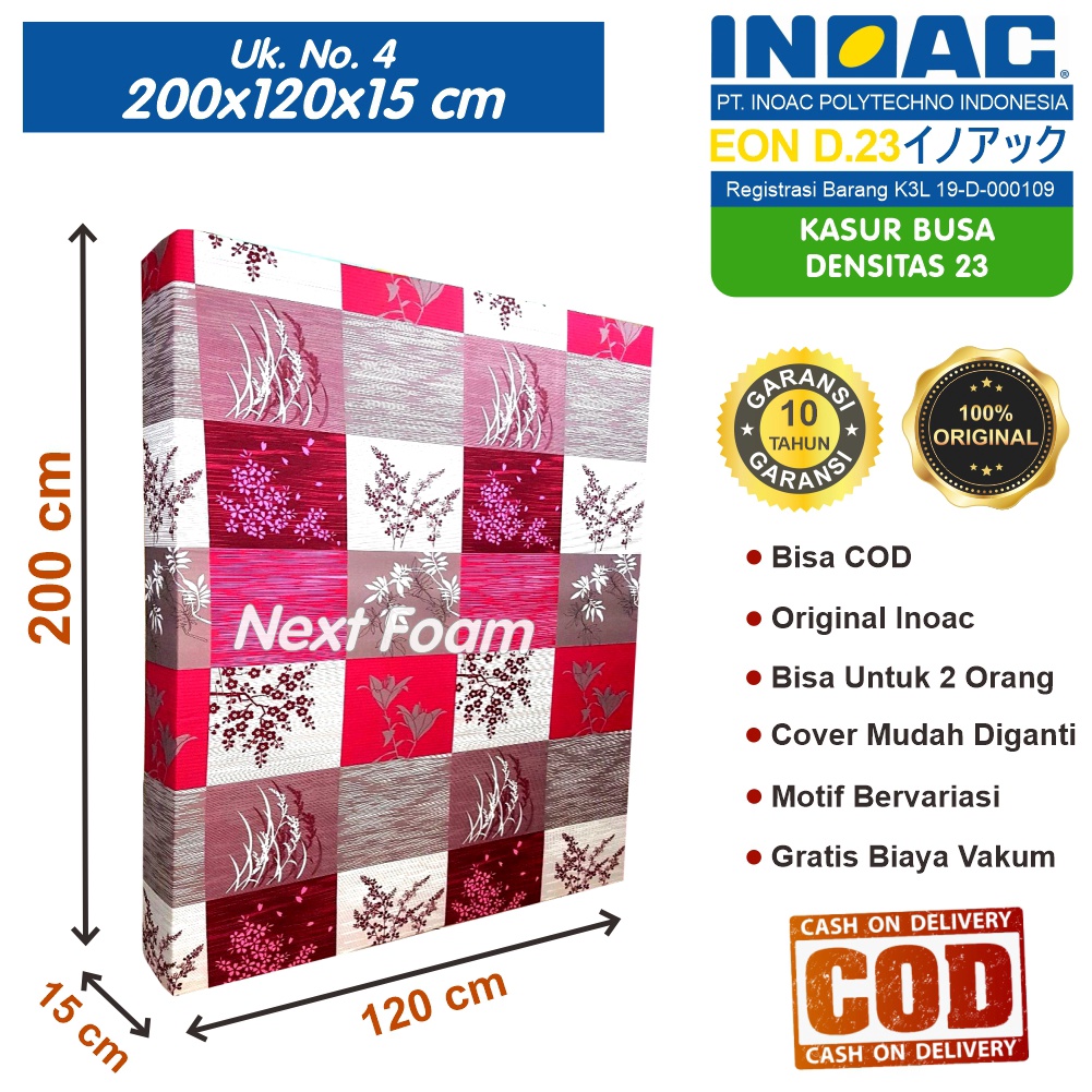 Kasur Busa Inoac Ukuran No 4 200x120x15 cm Tebal 15 cm EON D23 ORIGINAL INOAC Garansi 10 Tahun Asli