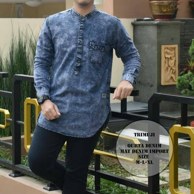 Baju koko kurta pakistan bahan jeans denim
