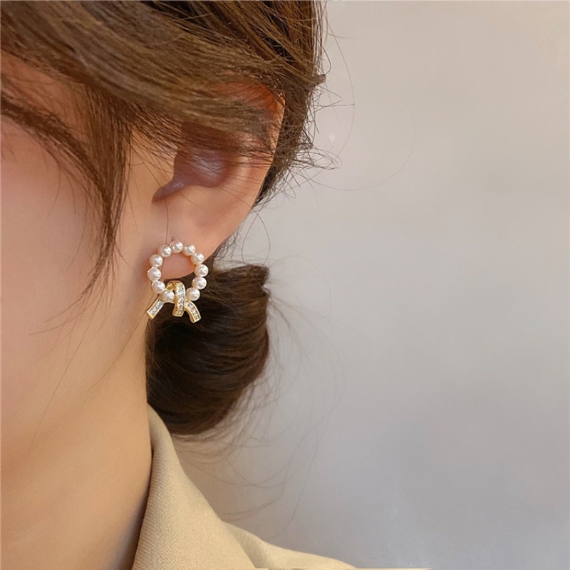 Anting Mutiara Bulat Berlian Berkilau Untuk Wanita Anting Korea