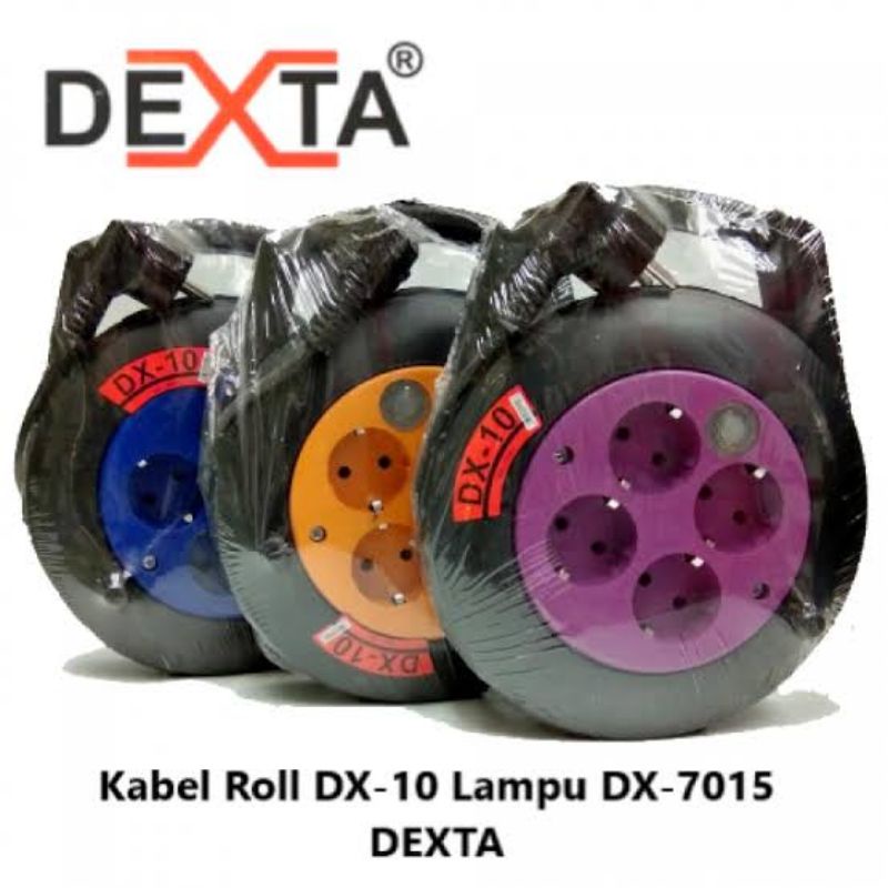 Kabel Roll Box Warna DX-10 4 Lubang + Lampu Indikator DEXTA