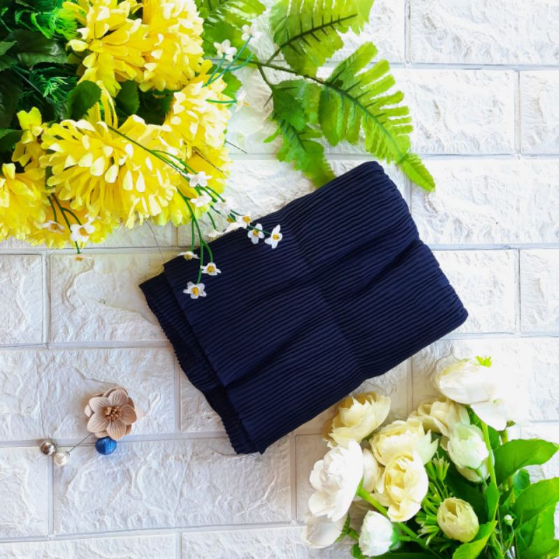 PASHMINA PLISKET by ASSYIFA ••pasmina plisket lidi-Navy