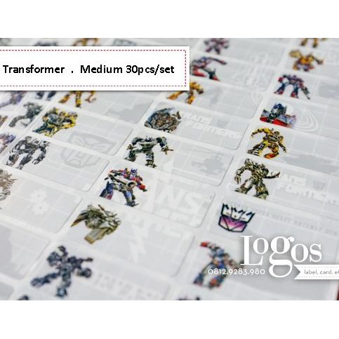 

T3RLARIS*% TRANSFORMER STICKER MEDIUM NAME LABEL. STIKER KARAKTER OPTIMUS PRIME, BUMBLEBEE, LUCU UTK NAMA DI BUKU TAS SEKOLAH HP HADIAH %H<